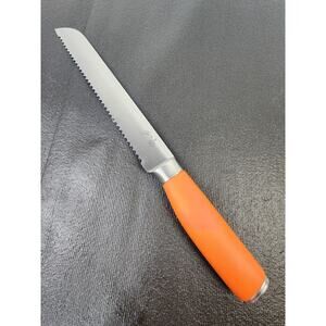 Fiesta 8" Serrated Bread Knife Colorful Orange Rubber Handle Stainless Steel